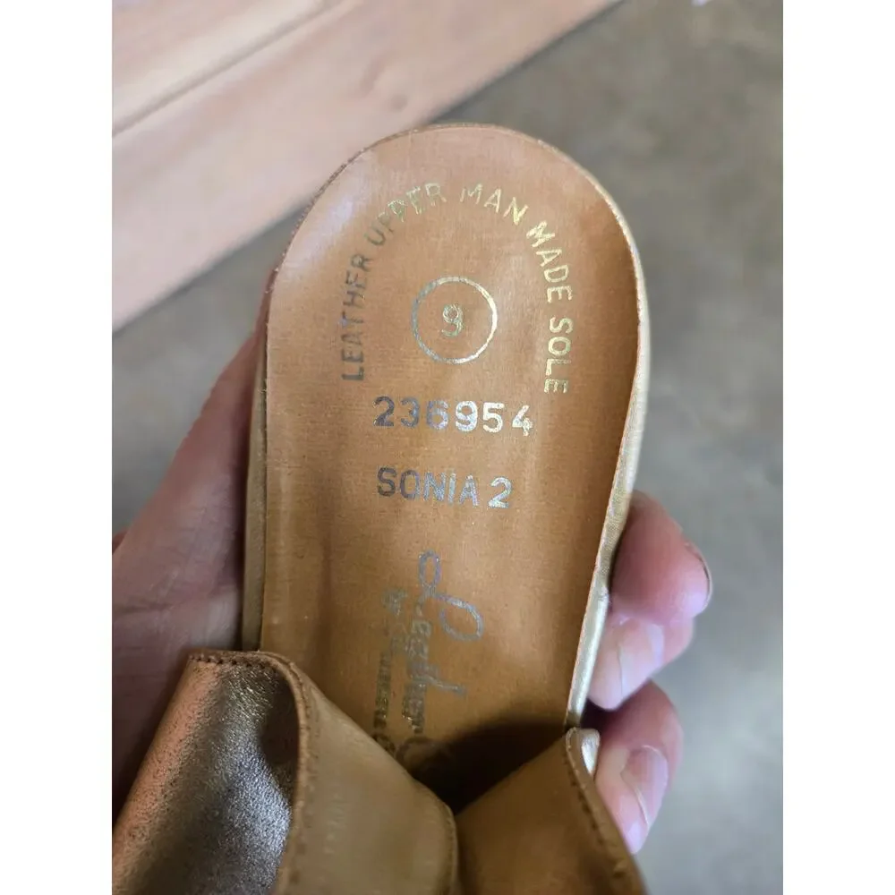 Leather Craft Vintage Gold Perforated Slingback Flats Sonia 2 Shoes‎ Size 9